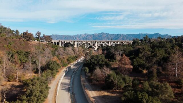 Aerial View of Colorado Street Bridge in Pasadena, California