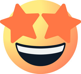star eyes emoji, smiley face emoticon with starry eyes , grinning emoji with star shaped eyes - Wow emotion - Starry Eyed - Excited emoticon
