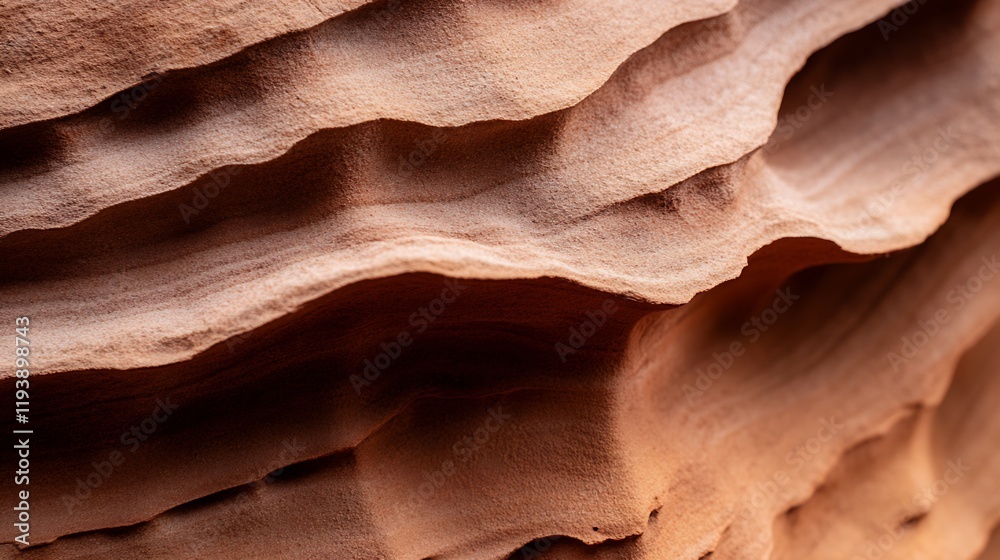 Poster textured surface of sandstone with layered erosion patterns in vibrant earthy tones : generative ai