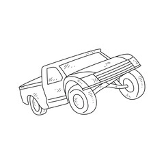 Obraz premium Off-Road Beast: A Minimalist Line Drawing Vector Design Capturing the Raw Power and Rugged Engineering of a off-road vehicle, Featuring Aggressive Suspension Lift, Oversized All-Terrain Tires. 