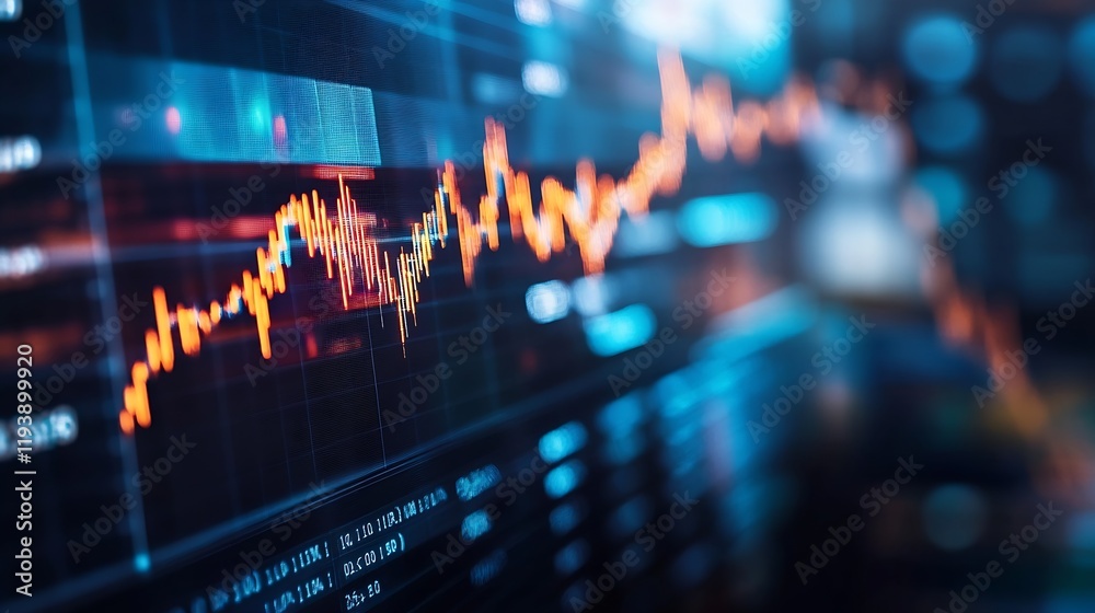 Leinwandbilder digital stock market chart with dynamic trend and investment data : generative ai