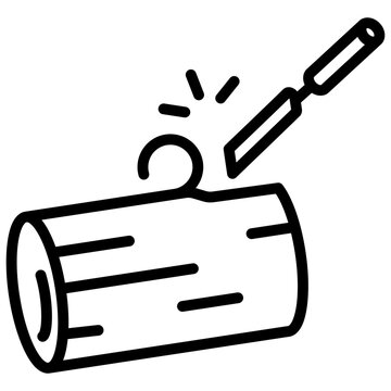 wood log being carved with chisel clip art preview