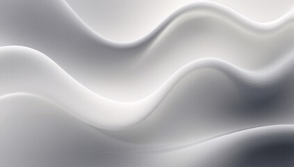 Creative minimalist abstract background featuring fluid white wavy forms and soft curves