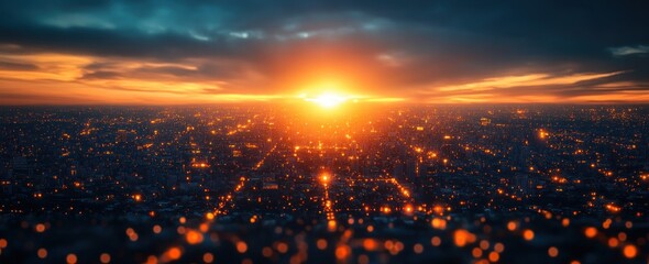 Global Network and Communication Technology in Cyberpunk Style with Earth from Space