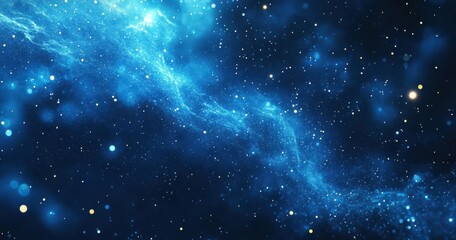Fototapeta premium Stunning Cosmic Background with Bright Blue Nebula, Glittering Stars, and Ethereal Space Elements for Use in Science Fiction, Fantasy, and Mystical Themes