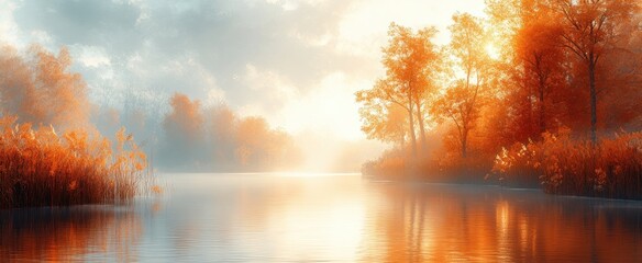 Dreamy Pastel Landscape Abstract Watercolor Background with Gentle Orange Gradients in Impressionism Style