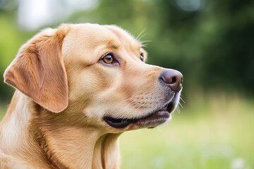 Charming Labrador Retriever Dog with Alert Gaze in Sunny Park : Generative AI