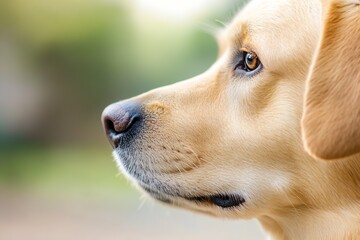 Profile of a Golden Retriever Dog Against a Natural Outdoor Background : Generative AI