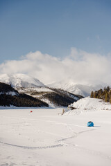 Ice fishing on Lake Dillon