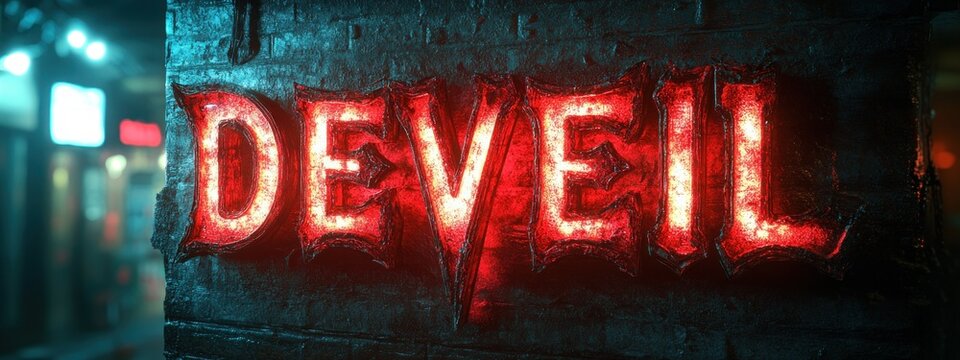 Devil Font Halloween Horror Gothic Typography Design Vector Illustration