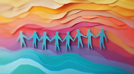 Community connection through unity colorful background paper art abstract