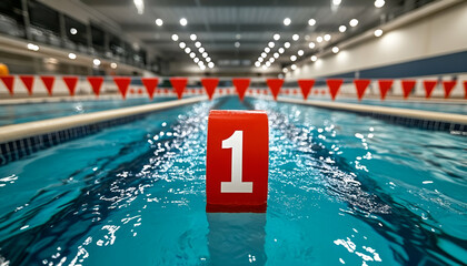 Indoor lane 1 swim meet competition