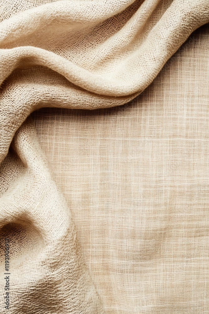 Poster Natural Burlap Fabric Texture Closeup in Soft Earthy Tones : Generative AI