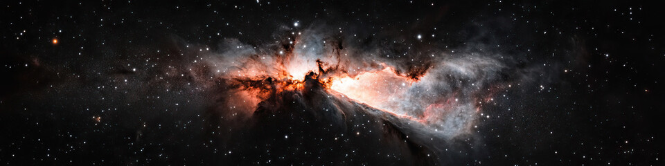 Fototapeta premium Nebula with Orange and White Emissions and Starfield
