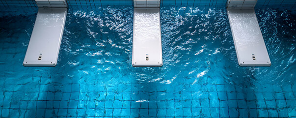 Indoor pool diving boards, blue water