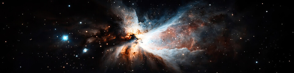 Obraz premium Nebula with Central Bright Region and Scattered Stars