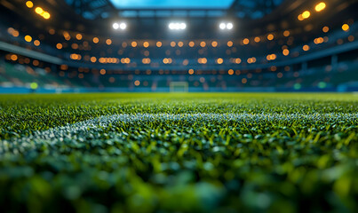 Naklejka premium Stadium soccer field night game advertising