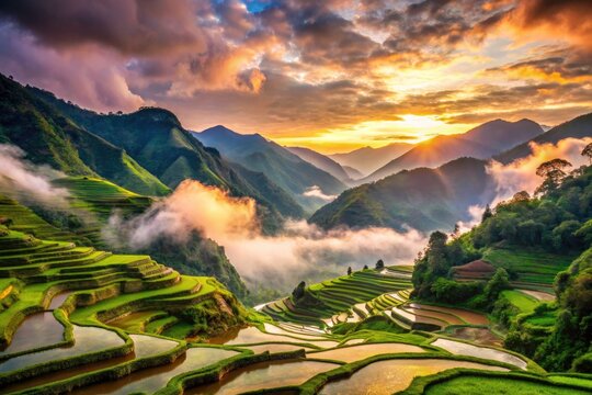 Dreamlike Tinoc Rice Terraces in Benguet, Philippines: surreal photography showcasing nature's artistry.