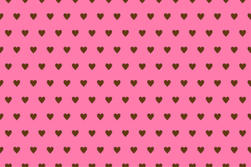 ハートの背景素材（ピンク・ブラウン）、壁紙、パターン、シームレス、チョコレート