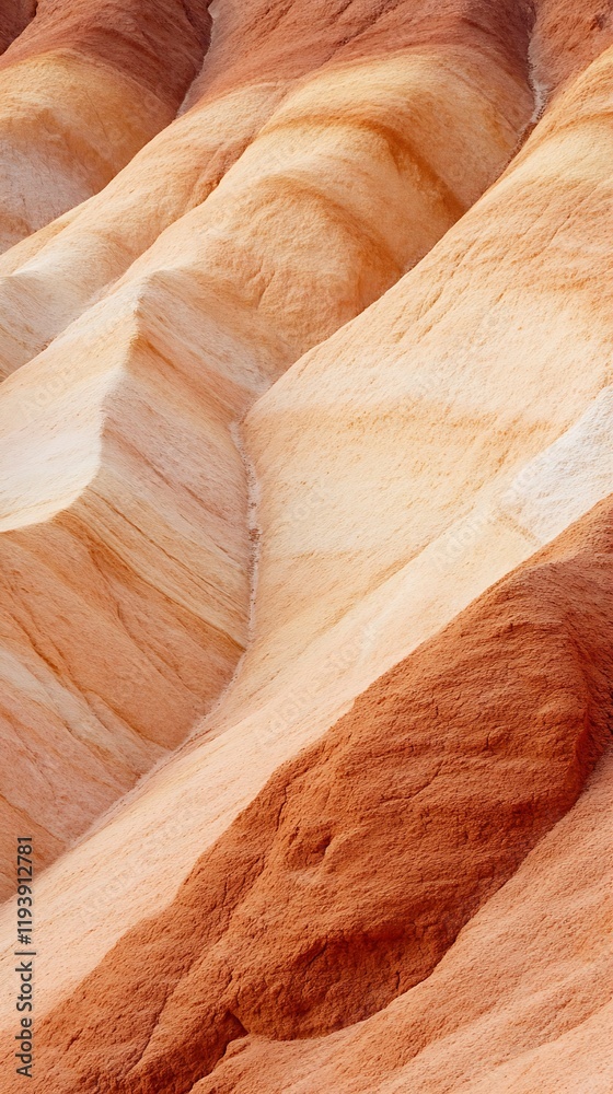 Poster layered sandstone hills with vibrant warm tones and curved patterns : generative ai