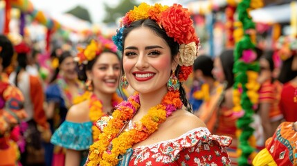 Fototapeta premium Vibrant Celebration of Culture with Colorful Traditional Attire