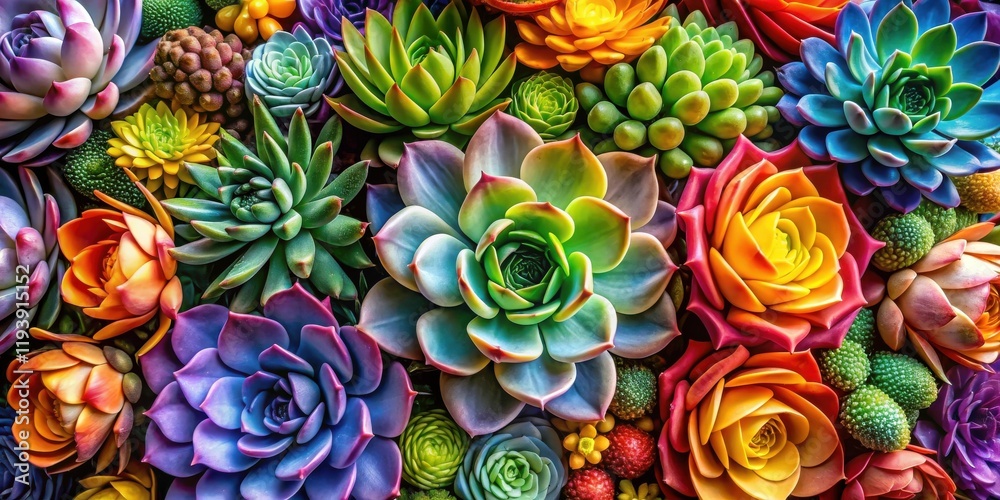 Poster vibrant succulent collection a colorful array of echeveria and other exquisite plants