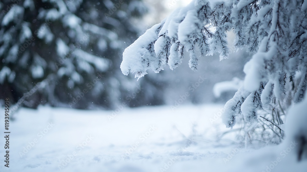 Poster winter wonderland snow covered trees in tranquil forest setting : generative ai