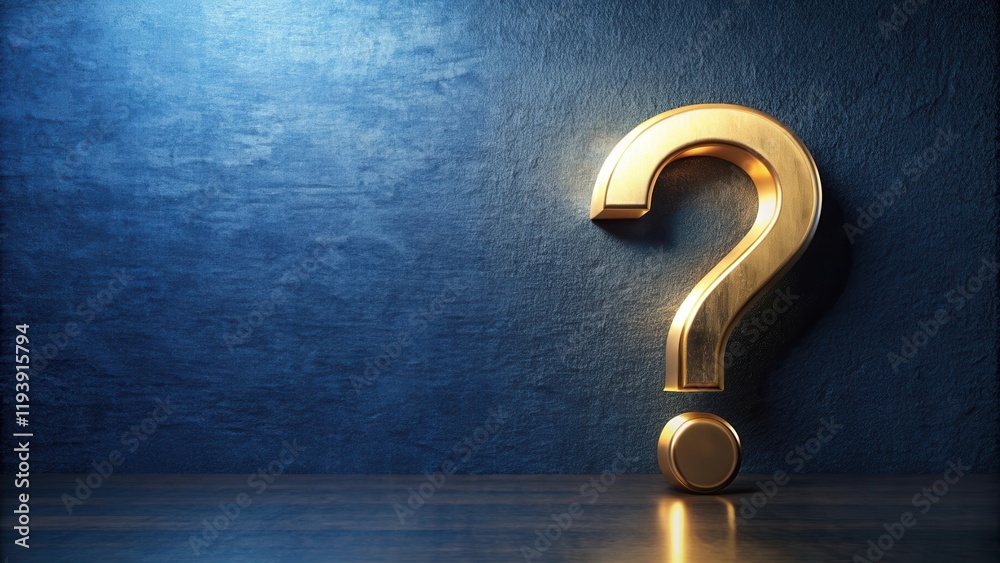 Aufkleber a golden question mark on a dark background seeking answers and solutions
