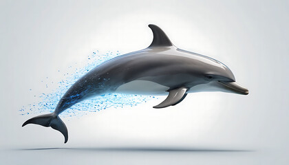 Dolphin side view, isolated background. Generative Ai