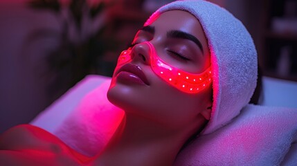 Futuristic red light therapy rejuvenates skin.