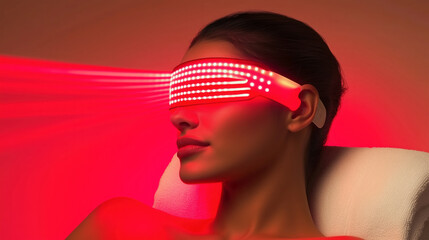Futuristic red light therapy session.  Relaxing and rejuvenating.