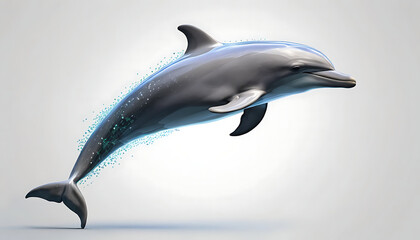 Dolphin side view, isolated background. Generative Ai