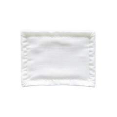 A white square piece of cloth embroidered with white thread
