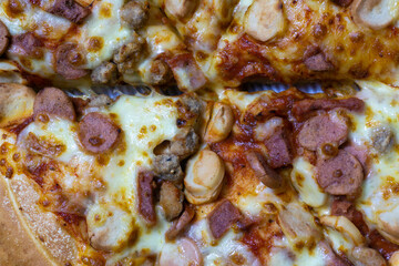 close up view of a pizza