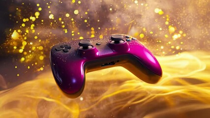 Vibrant Game Controller with Dynamic Particle Effects Loop