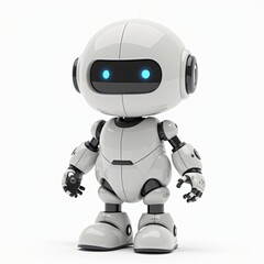 Adorable White Robot Cute AI Character Futuristic Technology Digital Friend
