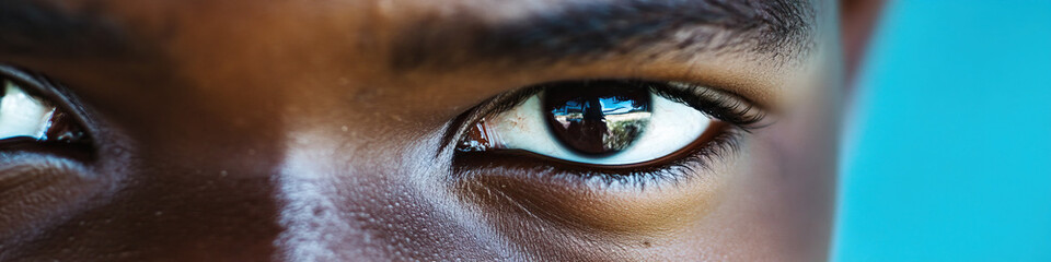 Naklejka premium Close-up of Human Eyes and Facial Skin