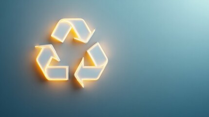 Glowing recycle symbol on a blue background.  Eco-friendly concept.