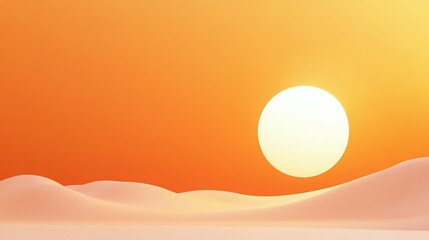 Obraz premium Sunset over a serene desert landscape. Warm, golden hues paint the sky as the sun sets.