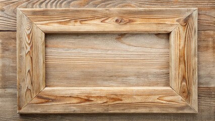 Rustic Wooden Frame on Wood Grain Background, Ideal for Text or Image Placement
