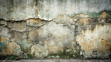 Obraz premium Weathered Wall Texture Distressed Concrete Surface with Cracks and Patches of Decay