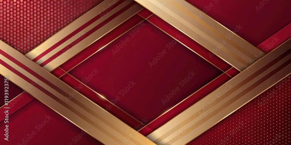 Poster Abstract Red and Gold Geometric Design with Luxurious Texture and Subtle Highlights