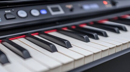 Close up of Electronic Keyboard Piano Keys  Musical Instrument  Music Studio