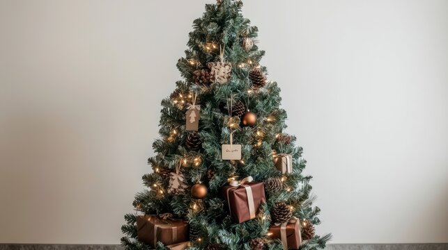 Elegant Christmas Tree Decor  Gifts  Lights   Rustic Ornaments