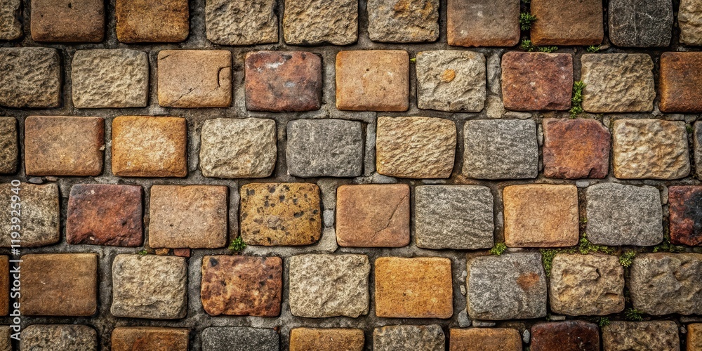 Poster rustic stone pavement texture a detailed close-up of irregularly shaped cobblestones in varied earth