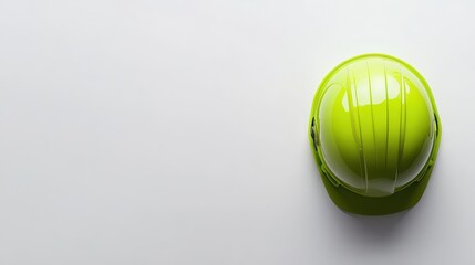 Bright lime green hard hat on white. Ideal for safety, construction, or industry themes.