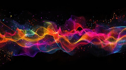 Vibrant energy flows create dynamic communication and data exchange visuals in a dark backdrop. Generative AI