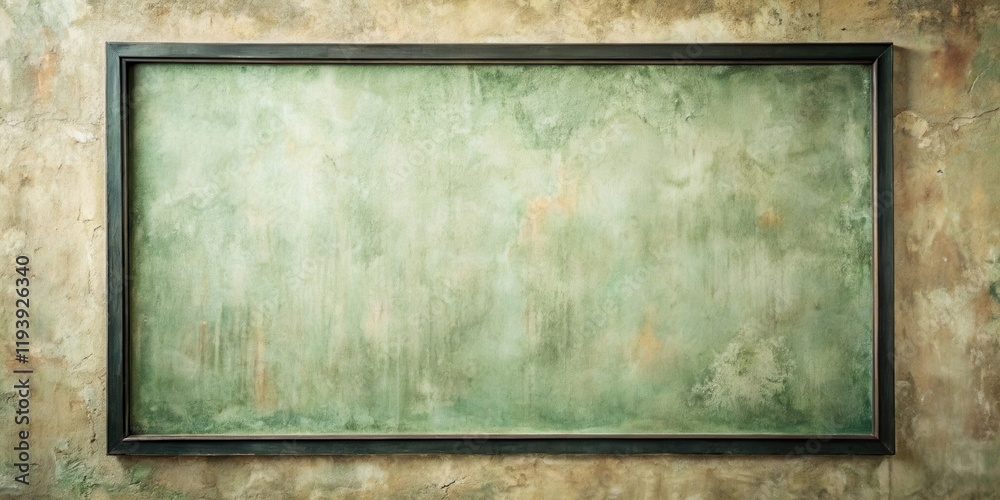 Aufkleber rustic green wall with aged wooden frame for text or image overlay