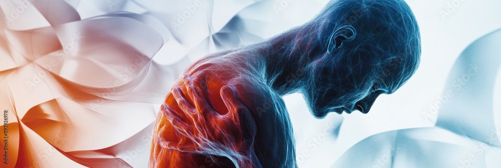 Leinwandbilder expressing discomfort through abstract forms and colors in a representation of pain and stress. gene