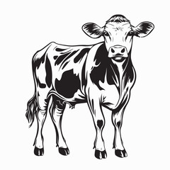 Cattle Cow Vector Image. Black and white Cow Image vector isolated on white background.